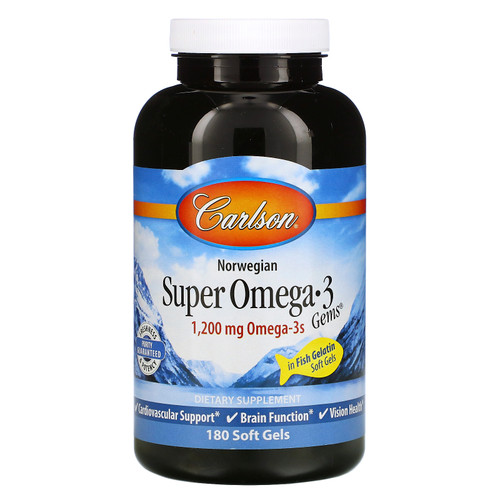 Carlson Labs  Norwegian  Super Omega-3 Gems  600 mg  180 Soft Gels