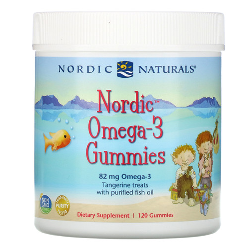 Nordic Naturals  Nordic Omega-3 Gummies  Tangerine Treats  82 mg  120 Gummies