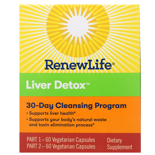 Renew Life  Liver Detox  30-Day Cleansing Program  2 Bottles  60 Vegetarian Capsules Each