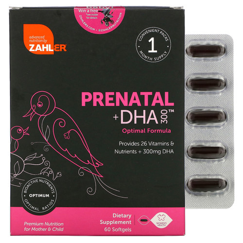 Zahler  Prenatal + DHA 300 Optimal Formula  60 Softgels