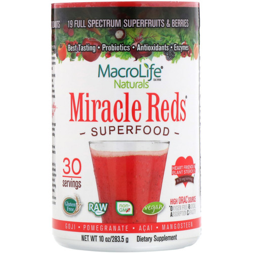Macrolife Naturals  Miracle Reds  Superfood  Goji-Pomegranate-Acai-Mangosteen  10 oz (283.5 g)
