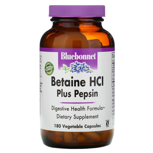 Bluebonnet Nutrition  Betaine HCL  Plus Pepsin  180 Veggie Caps