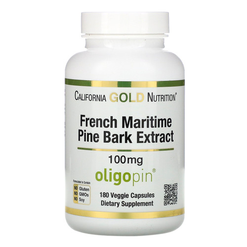 California Gold Nutrition, French Maritime Pine Bark Extract, Oligopin, Antioxidant Polyphenol, 100 mg, 180 Veggie Capsules