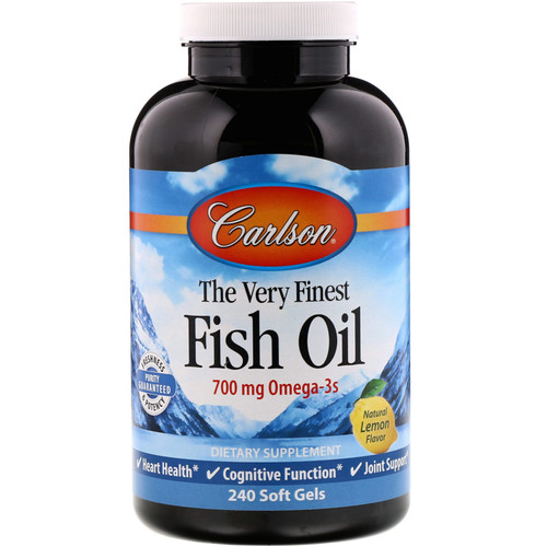 Carlson Labs  The Very Finest Fish Oil  Natural Lemon Flavor  350 mg  240 Soft Gels