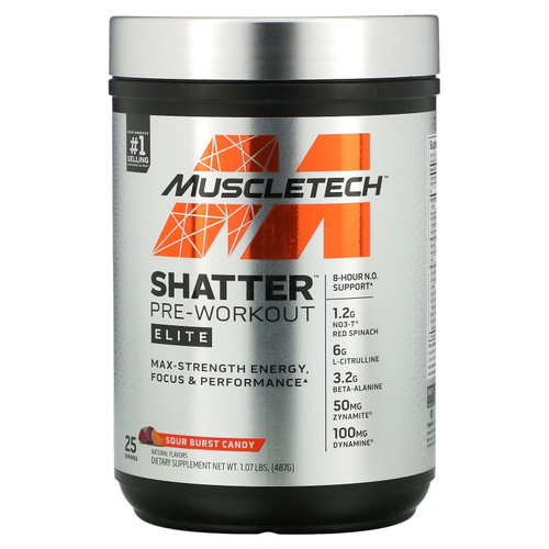 Muscletech  Shatter Pre-Workout Elite  Sour Burst Candy  1.07 lbs (487 g)