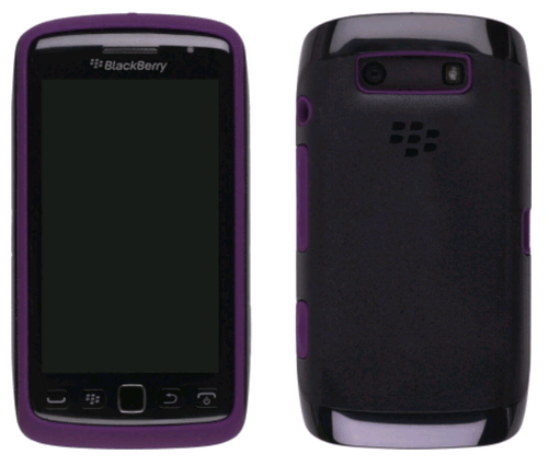 OEM BlackBerry Torch 9850  9860 Premium Skin Case - Black w/Purple