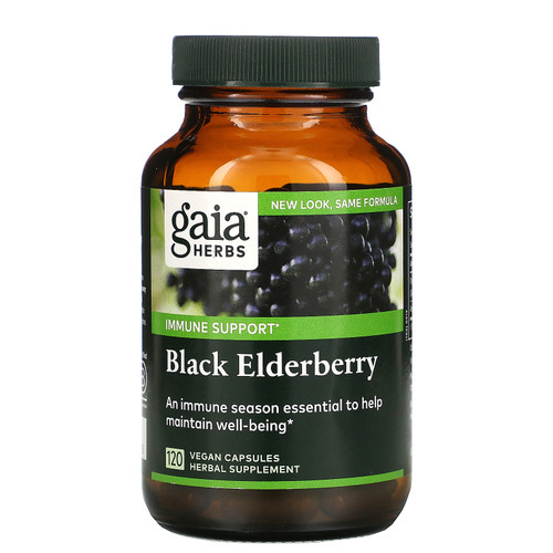 Gaia Herbs  Black Elderberry with Acerola  120 Vegan Capsules