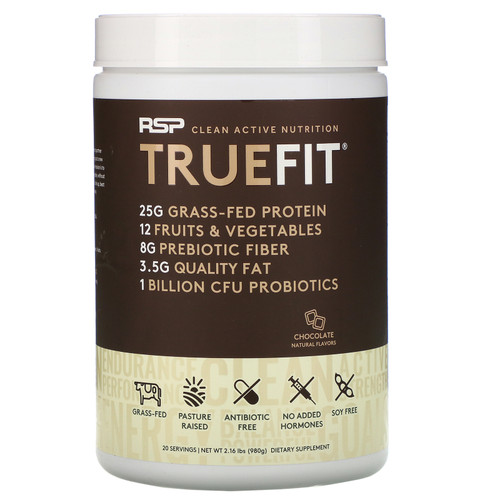 RSP Nutrition  TrueFit  Grass-Fed Whey Protein Shake with Fruits & Veggies  Chocolate  2 lbs (940 g)