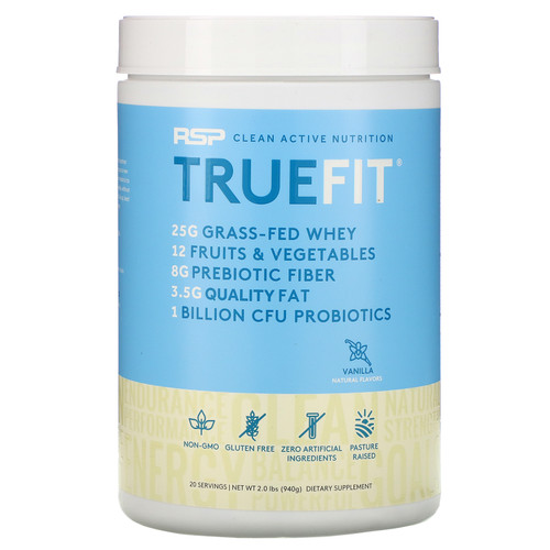 RSP Nutrition  TrueFit  Grass-Fed Whey Protein Shake with Fruits & Veggies  Vanilla  2 lbs (940 g)