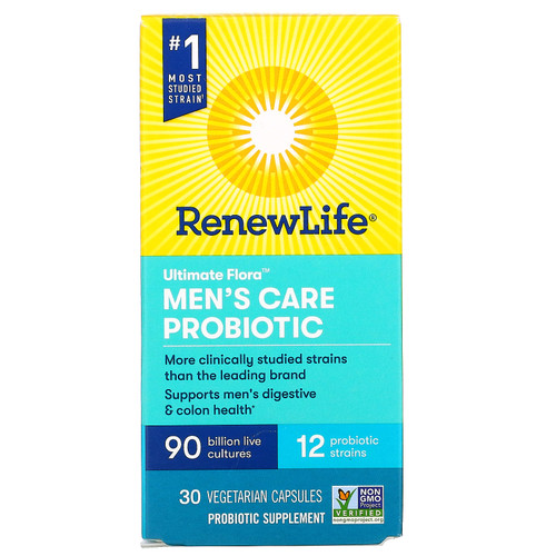 Renew Life  Ultimate Flora  Men's Care Probiotic  90 Billion Live Cultures  30 Vegetarian Capsules