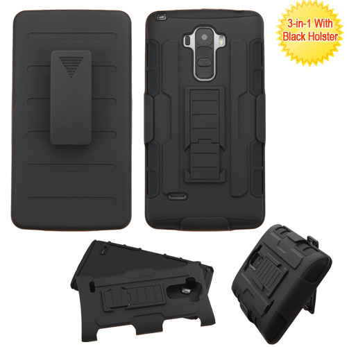 ASMYNA Black/Black Advanced Armor Stand Protector Cover w/ Holster  for H740 (G Vista 2) LS770 (G Stylo)