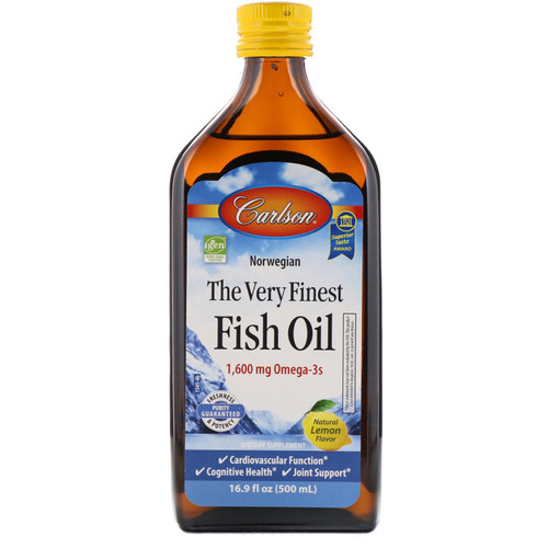 Carlson Labs  Norwegian  The Very Finest Fish Oil  Natural Lemon Flavor  1 600 mg  16.9 fl oz (500 ml)