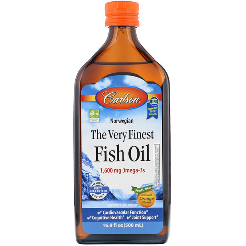 Carlson Labs  Norwegian  The Very Finest Fish Oil  Natural Orange Flavor  1 600 mg  16.9 fl oz (500 ml)