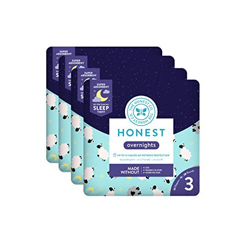 The Honest Company Overnight Diapers  Sleepy Sheep  Size 3  26 Count  Pack of 4
