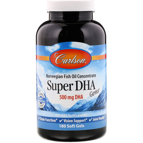 Carlson Labs  Super-DHA Gems  500 mg  180 Soft Gels