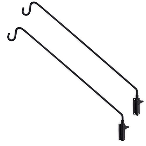 Gray Bunny Heavy Duty Wall Mounted Deck Hook/Wall Pole, 37 Inch, 2-Pack, Wall Bracket for Bird Feeders, Planters, Suet Baskets, Lanterns, Wind Chimes and More!