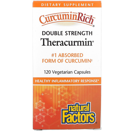 Natural Factors  CurcuminRich  Double Strength Theracurmin  120 Vegetarian Capsules