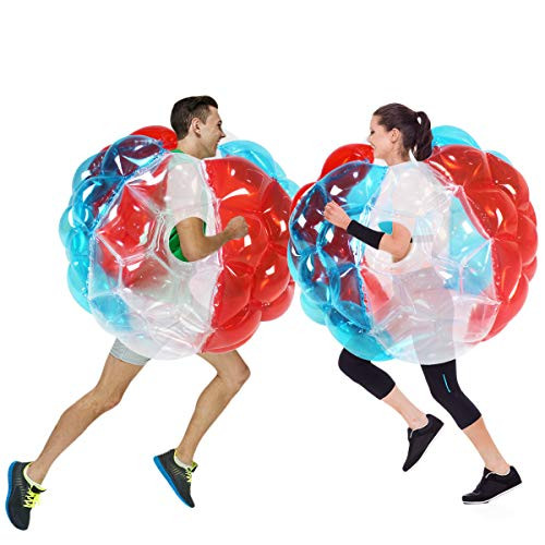 SUNSHINEMALL 2 PC Bumper Balls, Inflatable Body Bubble Ball Sumo Bumper Bopper Toys, Heavy Duty Durable PVC Vinyl Kids Adults Physical Outdoor Active Play (36inch, New red+Blue)