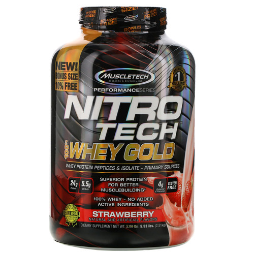 Muscletech  Nitro Tech 100% Whey Gold  Strawberry  5.53 lbs (2.51 kg)