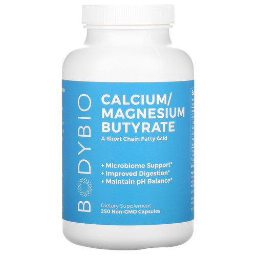 BodyBio  Calcium/ Magnesium Butyrate  250 Non-GMO Capsules