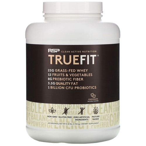 RSP Nutrition  TrueFit  Grass-Fed Whey Protein Shake with Fruits & Veggies  Chocolate  4.23 lbs (1.92 kg)