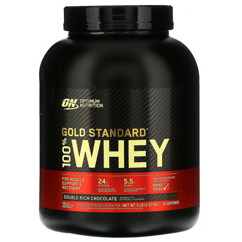 Optimum Nutrition  Gold Standard 100% Whey  Double Rich Chocolate  5 lbs (2.27 kg)