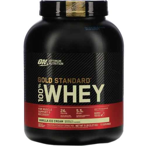 Optimum Nutrition  Gold Standard 100% Whey  Vanilla Ice Cream  5 lbs (2.27 kg)