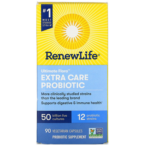 Renew Life  Ultimate Flora  Extra Care Probiotic  50 Billion Live Cultures  90 Vegetarian Capsules