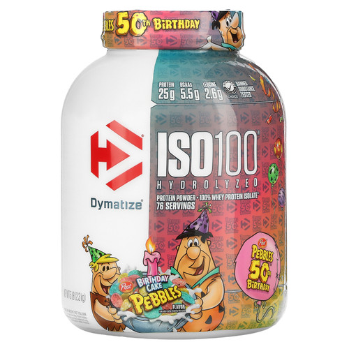 Dymatize Nutrition, ISO100 Hydrolyzed 100% Whey Protein Isolate, Birthday Cake Pebbles, 5 lb (2.3 kg)