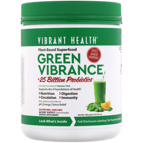 Vibrant Health  Green Vibrance +25 Billion Probiotics  Version 18.0  23.28 oz (660 g)