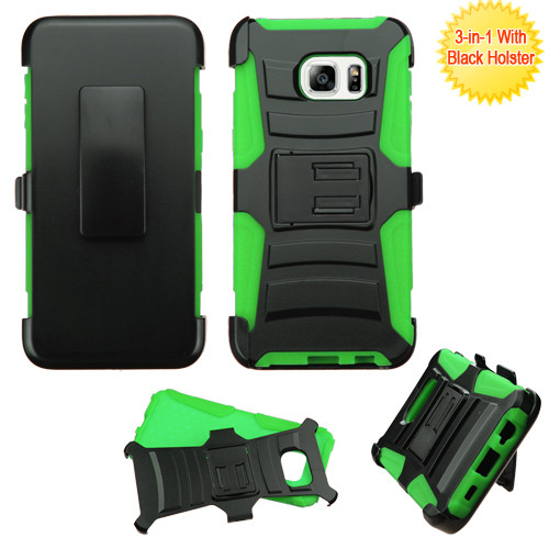 ASMYNA Black/Green Advanced Armor Stand Protector Cover w/ Holster  for Galaxy S6 edge Plus