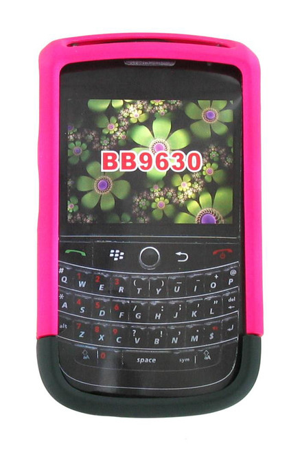 BlackBerry Tour 9630 Rubberized Case (Hot Pink / Black)