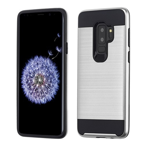 ASMYNA Silver/Black Brushed Hybrid Case for Galaxy S9 Plus