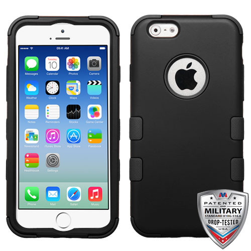 MYBAT Rubberized Black/Black TUFF Hybrid Case for iPhone 6s/6