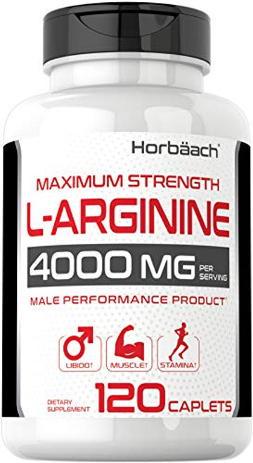 L Arginine 4000 mg | 120 Caplets | Maximum Strength Nitric Oxide Precursor | Vegetarian  Non-GMO  Gluten Free Supplement | by Horbaach