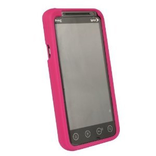 Sprint Branded HTC Evo 3D Protective Cover Silicone Rubber Gel Skin Case - Raspberry Pink