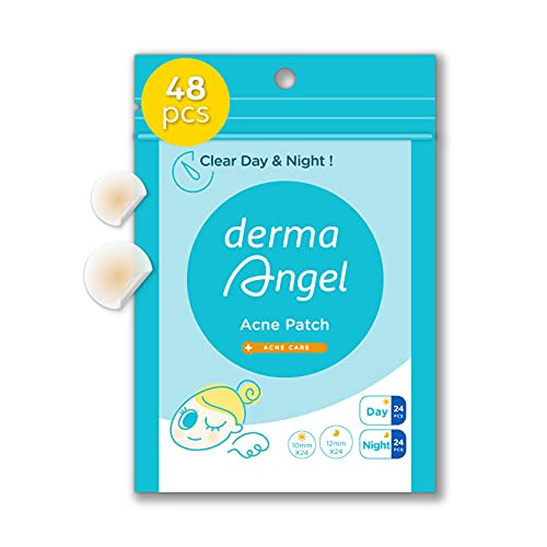 DermaAngel Ultra Invisible Acne Patches  Pimple Patches  Hydrocolloid Acne Patches  Zit Patches  Hydrocolloid Bandages  Acne Spot Treatment - Day & Night Use 48 pieces 2 sizes