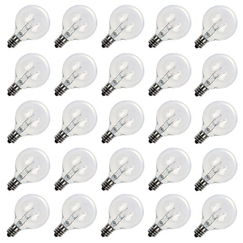 G40 Replacement Light Bulbs 5W Clear Globe Bulb fits E12 C7 Candelabra Screw Base Sockets  1.5 Inch Dimmable Light Bulbs for Indoor Outdoor Patio Decor  Pack of 25