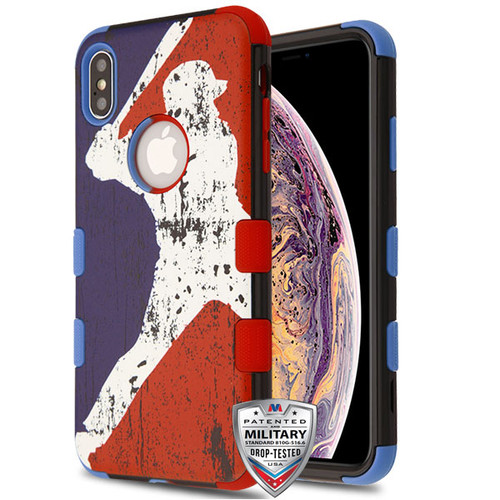 MYBAT Batter Up/Dark Blue and Red TUFF Hybrid Protector Cover for iPhone XS Max