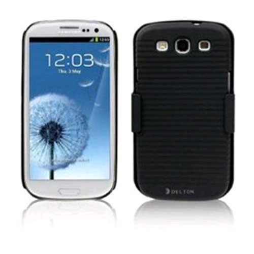 Delton Shell Holster Combo Case with Kickstand & Belt Clip for Samsung Galaxy S3 i9300 - Black