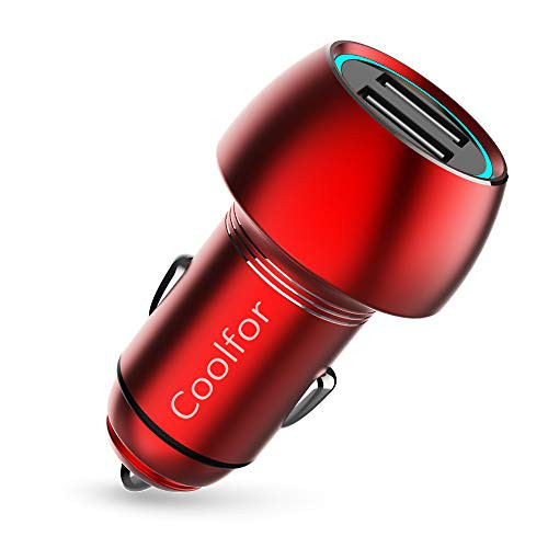 USB Car Charger Coolfor 36W Dual Fast Car Charger Adapter Compatible with iPhone 11/Xs/Xs max/Xr/X/8/7/6/5 iPad Pro/Air/Mini/ Samsung Galaxy S10/S9/S9+/S8/S7 Note 9/Note8 LG Pixel and More Red