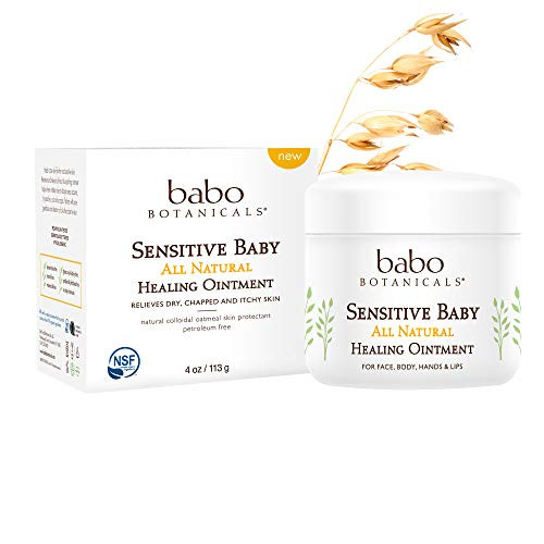 Babo Botanicals 70+% Organic Sensitive Baby All Natural Healing Ointment with Medical Grade Colloidal Oatmeal  Unscented 4 Ounce