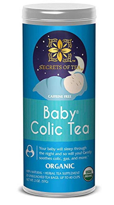 Secrets Of Tea Baby Colic Tea for Gas  Acid Reflux Relief  Tummy  and Sleep - Natural USDA Organic Caffeine-Free Herbal Calming Tea for Babies and Newborns - Up to 40 Servings - 20 Count(1 Pack)