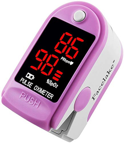 Facelake ® FL400P Pulse Oximeter with Carrying Case  Batteries  Neck/Wrist Cord - Pink