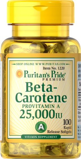 Puritan's Pride 2 Pack of Beta-Carotene 25 000 IU Carotene 25 000 IU-100 Softgels