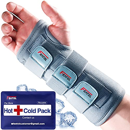 Carpal Tunnel Wrist Brace | Night Sleep Support Brace  Removable Metal Wrist Splint- Hot/Ice Pack  Right Hand  Large/X-Large  Adjustable Hand Brace for Men  Women