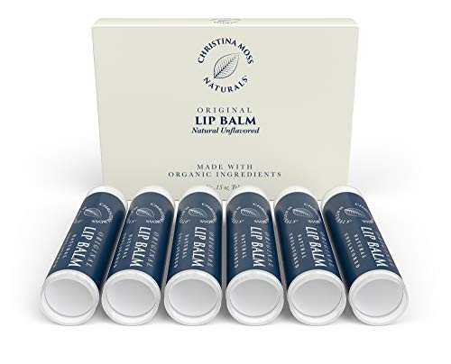 Lip Balm - Lip Care Therapy - Lip Butter - Made With Organic & Natural Ingredients - Repair & Condition Dry, Chapped, Cracked Lips - 6 Pack, Unflavored - Christina Moss Naturals