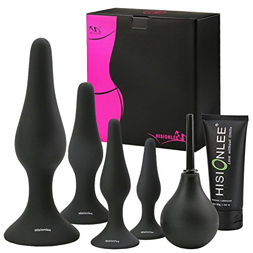 Hisionlee Sexy Toys 4PCS Anal Plug Set Medical Silicone Sensuality Anal Toys(Black)