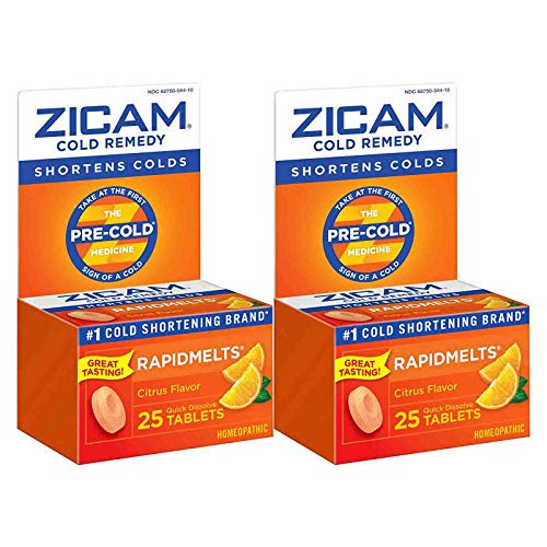 Zicam Cold Remedy Rapidmelts  Citrus Flavor  Quick-Dissolve Tablets  25 Count (Pack of 2)