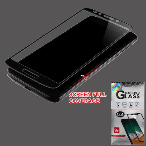 Full Coverage Tempered Glass Screen Protector for Moto G6 Forge - Black